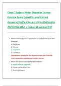 Class C Surface Water Operator License  Practice Exam Questions And Correct  Answers &lpar;Verified Answers&rpar; Plus Rationales  2025&vert;2026 Q&A &vert; Instant Download Pdf