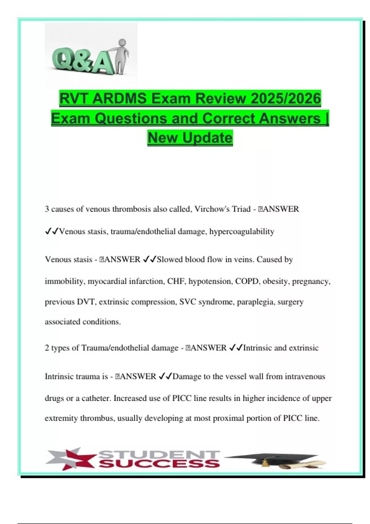 RVT ARDMS Exam Review 2025/2026 – 200+ Solved Questions & Answers ...