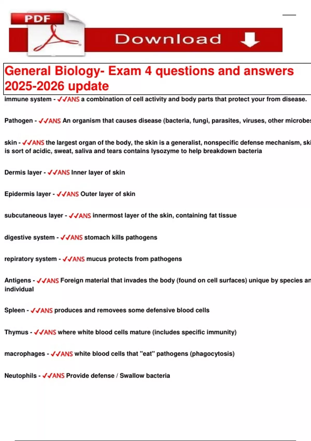 General Biology- Exam 4 questions and answers update - General Biology ...