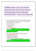 COMSAE Phase 1 Form 115 Practice  Exam Questions And Correct Answers  &lpar;Verified Answers&rpar; Plus Rationales  2025&vert;2026 Q&A &vert; Instant Download Pdf