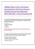 COMSAE Phase II Form 114 Practice  Exam Questions And Correct Answers  &lpar;Verified Answers&rpar; Plus Rationales  2025&vert;2026 Q&A &vert; Instant Download Pdf