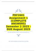 PRF2601 Assignment 1 &lpar;COMPLETE ANSWERS&rpar; Semester 2 2025 - DUE August 2025