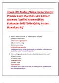 Texas CDL Doubles&sol;Triples Endorsement  Practice Exam Questions And Correct  Answers &lpar;Verified Answers&rpar; Plus  Rationales 2025&vert;2026 Q&A &vert; Instant  Download Pdf