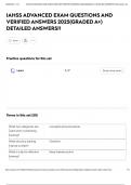 IAHSS ADVANCED EXAM QUESTIONS AND VERIFIED ANSWERS 2025&lpar;GRADED A&plus;&rpar; DETAILED ANSWERS&excl;&excl;