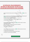 AUTOMATIC TRANSMISSIONS MICHIGAN MECHANIC STUDY GUIDE EXAM 2025 QUESTIONS AND ANSWERS
