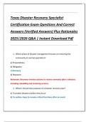Texas Disaster Recovery Specialist  Certification Exam Questions And Correct  Answers &lpar;Verified Answers&rpar; Plus Rationales  2025&vert;2026 Q&A &vert; Instant Download Pdf