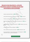 BOATUS FOUNDATION'S - ONLINE BOATING SAFETY COURSE EXAM 2025 QUESTIONS AND ANSWERS