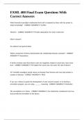FAML 400 Final Exam Questions With Correct Answers&period;