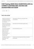 COR Training &lpar;2025&rpar; EXAM QUESTIONS AND ALL CORRECT ANSWERS 100&percnt; SOLVED AND GUARANTEED SUCCESS&excl;&excl;