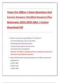 Texas Fire Officer I Exam Questions And  Correct Answers &lpar;Verified Answers&rpar; Plus  Rationales 2025&vert;2026 Q&A &vert; Instant  Download Pdf
