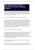 CBP Officer Entrance Exam Questions and Accurate Detailed Answers