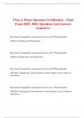 Class A Water Operator Certification &ndash; Final Exam 2025- 2026  Questions And Answers Graded A&plus;
