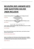 NCLEX&sol;RN 2025 ANSWER KEYS  1000 QUESTIONS SOLVED  &vert;NGN INCLUSIVE