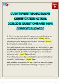 CVENT EVENT MANAGEMENT CERTIFICATION ACTUAL 2025&sol;2026 QUESTIONS AND 100&percnt; CORRECT ANSWERS