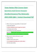 Texas Harbor Pilot License Exam  Questions And Correct Answers  &lpar;Verified Answers&rpar; Plus Rationales  2025&vert;2026 Q&A &vert; Instant Download Pdf