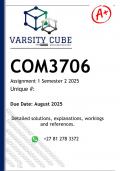 COM3706 Assignment 1 &lpar;DETAILED ANSWERS&rpar; Semester 2 2025 - DISTINCTION GUARANTEED