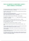 WGU ACADEMY US HISTORY 1 QUIZ 1 AND CORRECT ANSWERS