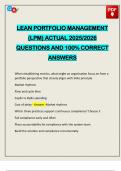 LEAN PORTFOLIO MANAGEMENT &lpar;LPM&rpar; ACTUAL 2025&sol;2026 QUESTIONS AND 100&percnt; CORRECT ANSWERS