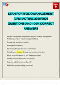 LEAN PORTFOLIO MANAGEMENT &lpar;LPM&rpar; ACTUAL 2025&sol;2026 QUESTIONS AND 100&percnt; CORRECT ANSWERS