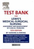 Lewis's Medical-Surgical Nursing 12th Edition - Test Bank by Harding