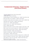 Fundamentals Of Nursing - Chapter 22&comma; 23 & 26 Questions And Correct Answers
