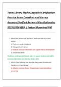 Texas Library Media Specialist Certification  Practice Exam Questions And Correct  Answers &lpar;Verified Answers&rpar; Plus Rationales  2025&vert;2026 Q&A &vert; Instant Download Pdf