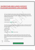 ELEMENTARY EDUCATION CONTENT EXAM 2025 QUESTIONS AND ANSWERS