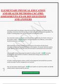 ELEMENTARY PHYSICAL EDUCATION AND HEALTH METHODS-C367 &lpar;PRE- ASSESSMENTS&rpar; EXAM 2025 QUESTIONS AND ANSWERS