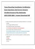 Texas Recycling Coordinator Certification  Exam Questions And Correct Answers  &lpar;Verified Answers&rpar; Plus Rationales  2025&vert;2026 Q&A &vert; Instant Download Pdf