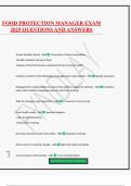 FOOD PROTECTION MANAGER EXAM 2025 QUESTIONS AND ANSWERS