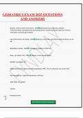 GERIATRICS EXAM 2025 QUESTIONS AND ANSWERS