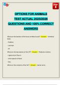 OPTIONS FOR ANIMALS TEST ACTUAL 2025&sol;2026 QUESTIONS AND 100&percnt; CORRECT ANSWERS