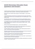 GACE Elementary Education Exam Questions and Answers