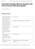 Ammunition Handlers 108 Exam Questions with Correct Answers 2025 latest update&excl;&excl;