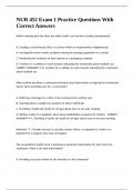NUR 452 Exam 1 Practice Questions With Correct Answers 