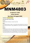 MNM4803 Assignment 3 &lpar;COMPLETE ANSWERS&rpar; 2025 - DUE 22 August 2025