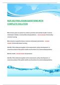 NUR 452 FINAL EXAM QUESTIONS WITH COMPLETE SOLUTION