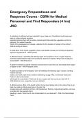 Emergency Preparedness and Response Course - CBRN for Medical Personnel and First Responders &lpar;4 hrs&rpar; JKO NEWEST 2025&sol;2026 ACTUAL EXAM COMPLETE QUESTIONS AND CORRECT DETAILED ANSWERS &lpar;VERIFIED ANSWERS&rpar; &vert;ALREADY GRADED A&plus;&vert;&vert;BRAND NEW&excl;&excl;
