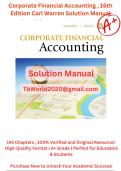  testbank Solution Manual For Corporate Financial Accounting&comma; 16th Edition by Carl Warren&comma; Jefferson P&period; Jones&comma; William B&period; Tayler &mdash; Verified Complete Chapters 1&ndash;26 & Appendices&comma; Newest 2025 Edition updated