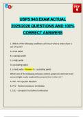 USPS 943 EXAM ACTUAL 2025&sol;2026 QUESTIONS AND 100&percnt; CORRECT ANSWERS