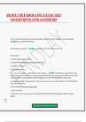 HEME METABOLISM EXAM 2025 QUESTIONS AND ANSWERS
