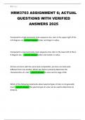 HRM3703 ASSIGNMENT 6&semi; ACTUAL QUESTIONS WITH VERIFIED ANSWERS 2025