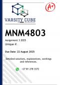 MNM4803 Assignment 3 &lpar;DETAILED ANSWERS&rpar; 2025 - DISTINCTION GUARANTEED 