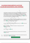 ILLINOIS FOOD SERVICE LICENSE EXAM 2025 QUESTIONS AND ANSWERS