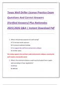 Texas Well Driller License Practice Exam  Questions And Correct Answers  &lpar;Verified Answers&rpar; Plus Rationales  2025&vert;2026 Q&A &vert; Instant Download Pdf