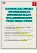 ELECTRICAL LEVEL 3 MODULE 1 LOAD CALCULATIONS AND BRANCH FEEDER CIRCUITS ACTUAL 2025&sol;2026 QUESTIONS AND 100&percnt; CORRECT ANSWERS