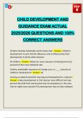 CHILD DEVELOPMENT AND GUIDANCE EXAM ACTUAL 2025&sol;2026 QUESTIONS AND 100&percnt; CORRECT ANSWERS