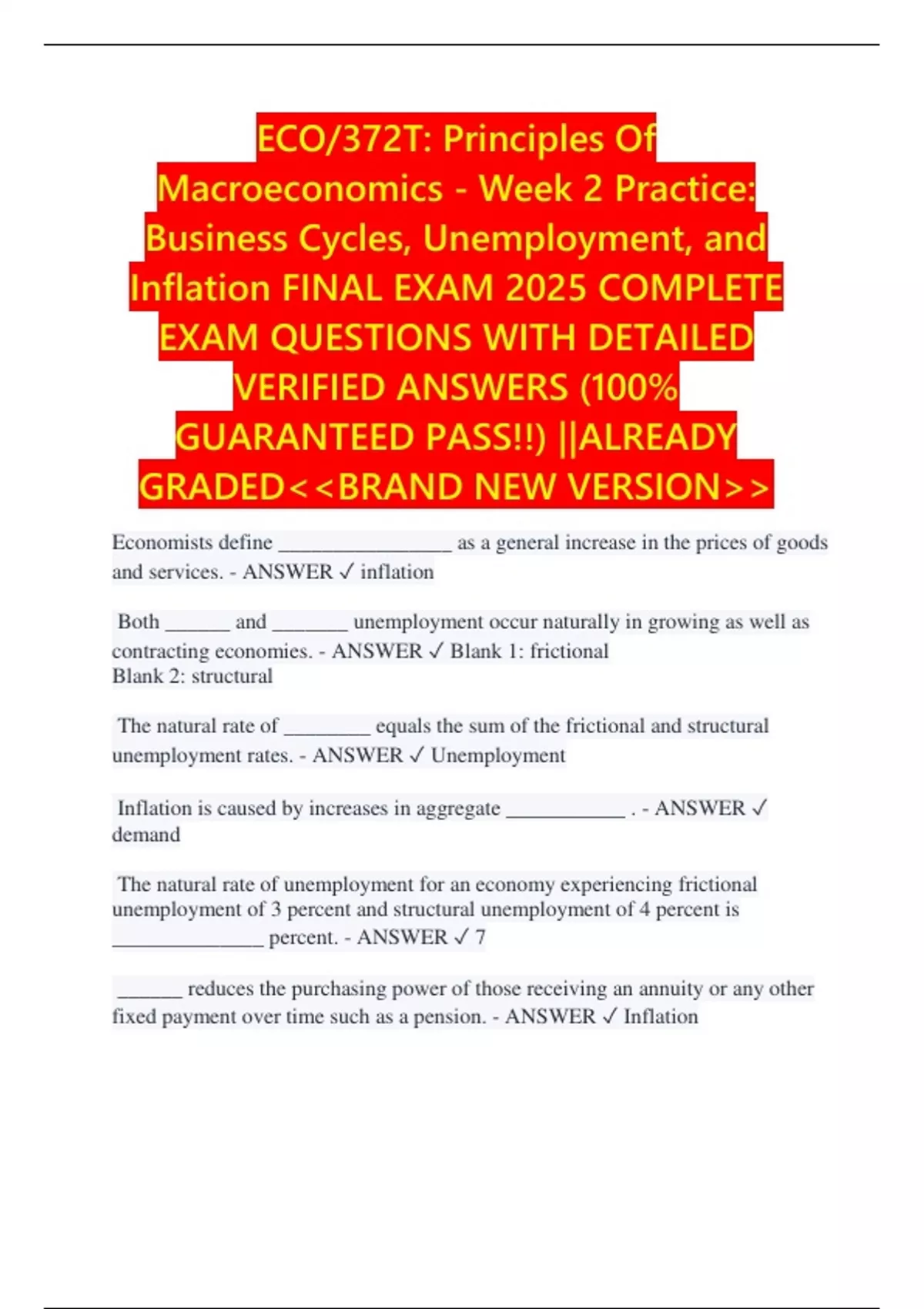 ECO/372T: Principles Of Macroeconomics - Week 2 Practice: Business ...