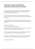 Infection Control Certification questions well answered to pass