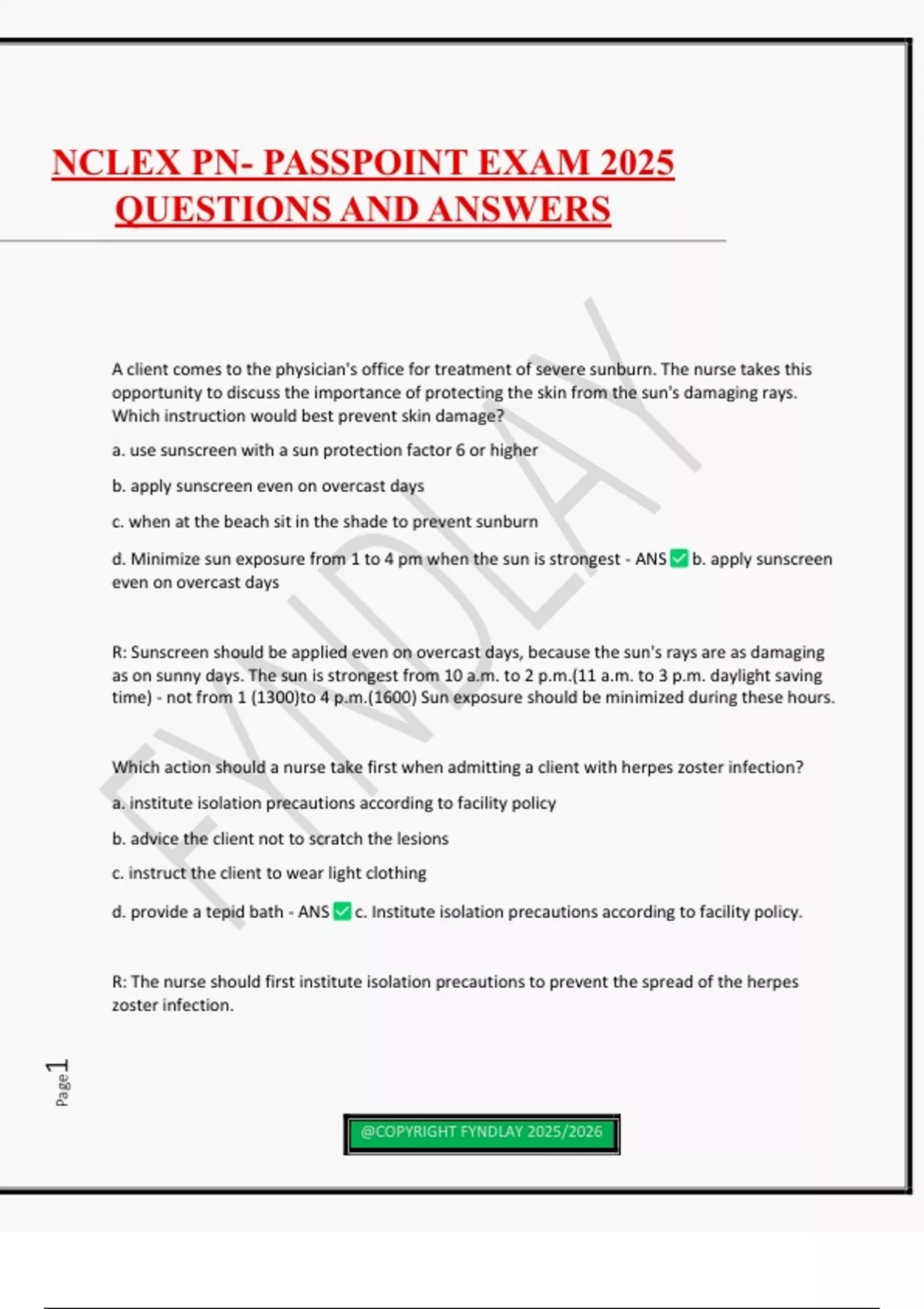 NCLEX PN- PASSPOINT EXAM 2025 QUESTIONS AND ANSWERS - Nclex pn - Stuvia US